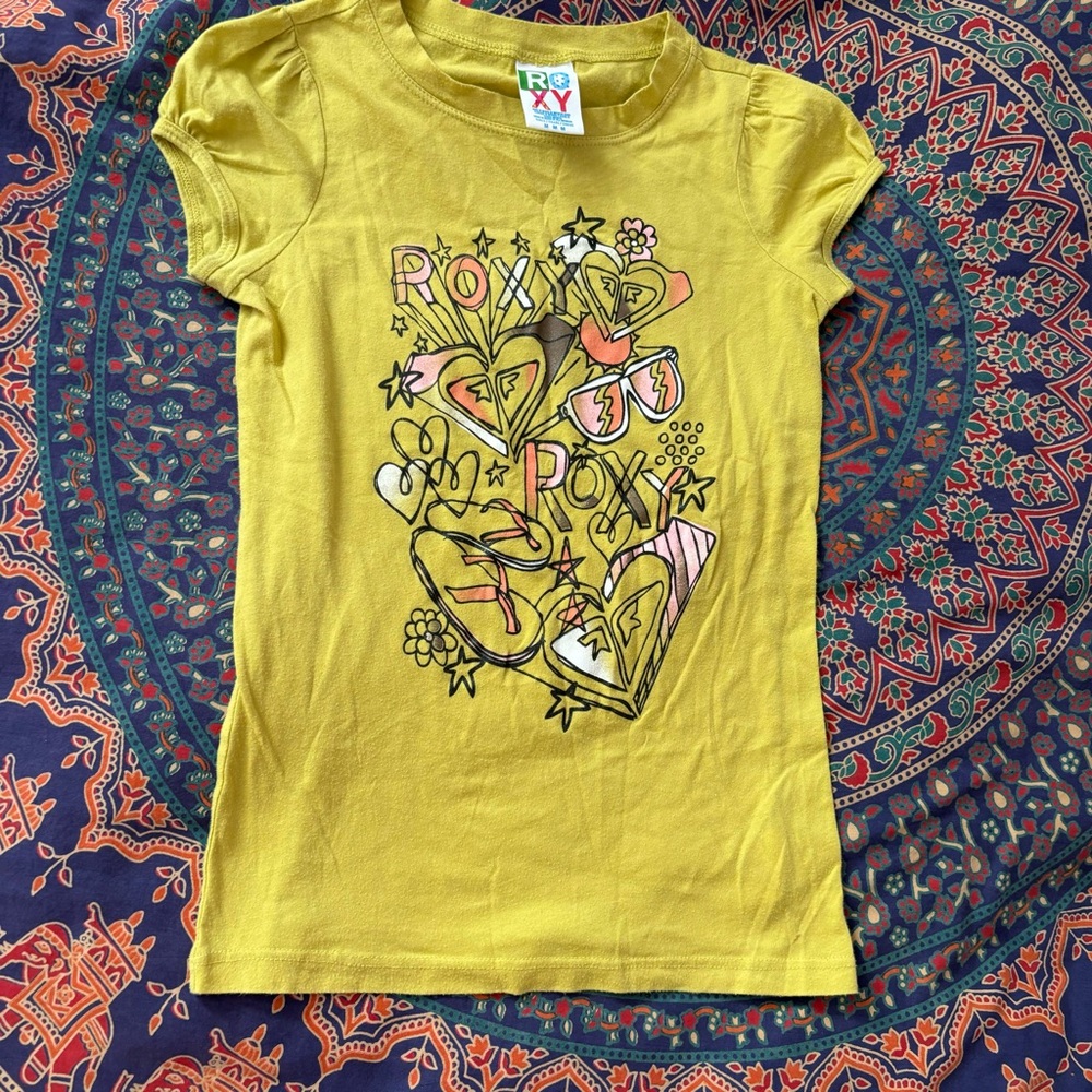 mustard yellow Roxy graphic tee